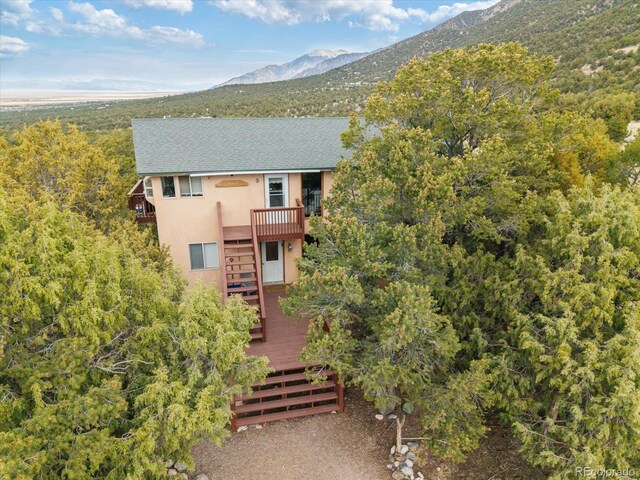 4236 Tranquil Way, Crestone, CO 81131 - drone / aerial view featuring a mountain view
