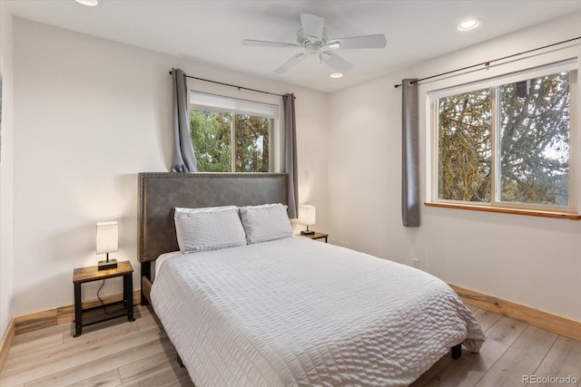 4236 Tranquil Way, Crestone, CO 81131 - bedroom featuring baseboards, recessed lighting, and wood finished floors