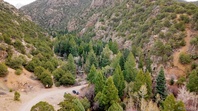 4236 Tranquil Way, Crestone, CO 81131 - aerial view featuring a mountain view and a forest view