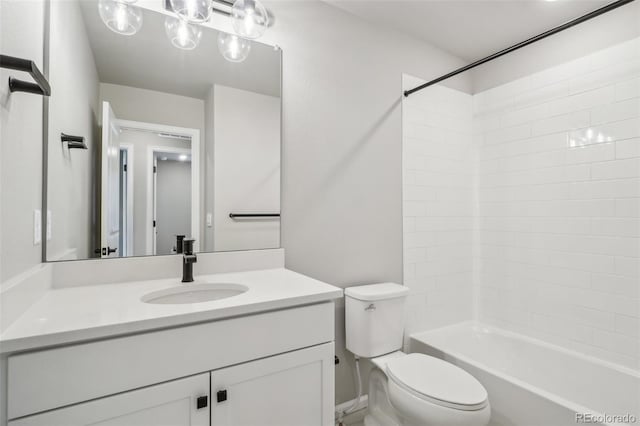 full bathroom featuring vanity, toilet, and bathing tub / shower combination