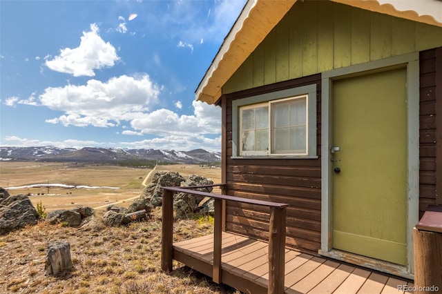exterior space featuring a mountain view