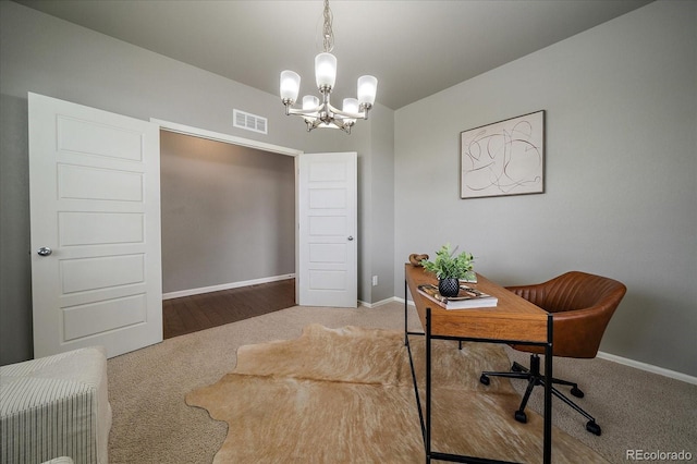 1181 W 170th Ave, Broomfield, CO 80023 - office featuring carpet flooring, a chandelier, and baseboards