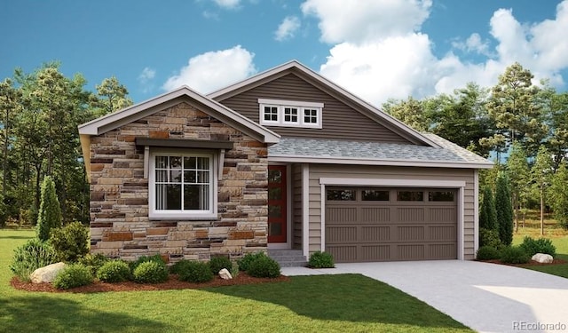 craftsman-style home featuring a front lawn