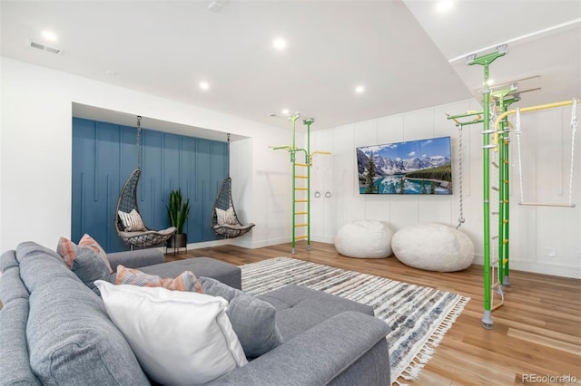 living room featuring wood-type flooring