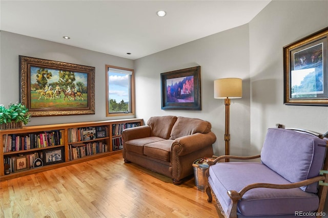 sitting room featuring light hardwood / wood-style flooring