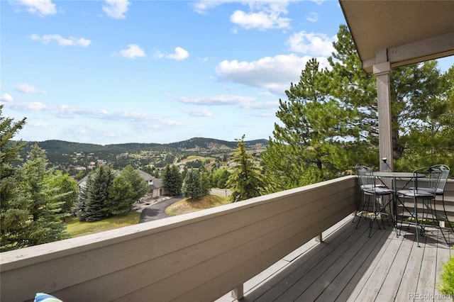 deck with a mountain view