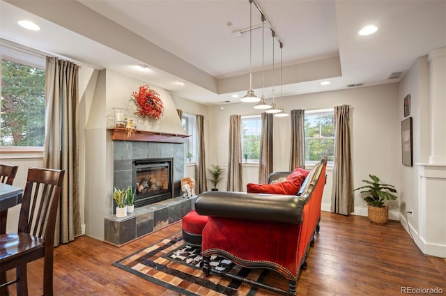 1055 Divide View Dr, Golden, CO 80403 - interior space featuring visible vents, a raised ceiling, and wood finished floors