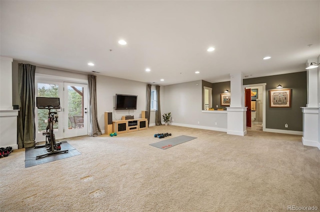1055 Divide View Dr, Golden, CO 80403 - workout area with baseboards, light carpet, and recessed lighting