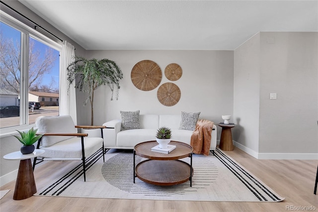 living room featuring baseboards and wood finished floors