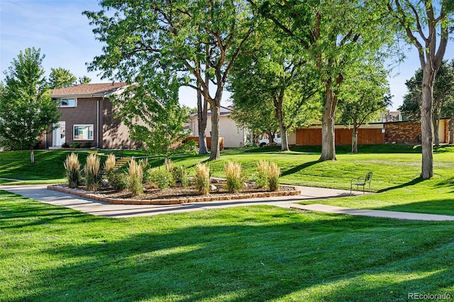 view of community featuring a lawn