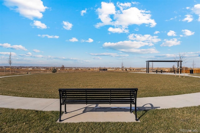 view of property's community with a yard