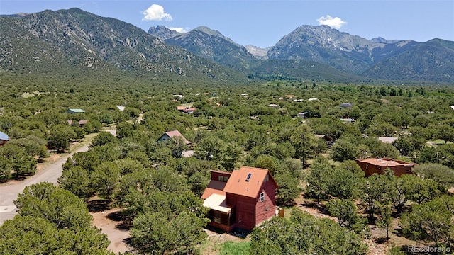 bird's eye view with a mountain view