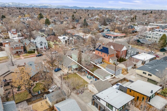 aerial view with a residential view and a mountain view