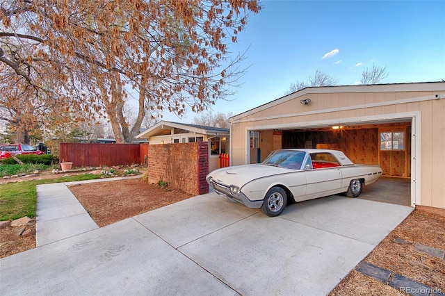 2370 S Meade St, Denver, CO 80219 - garage with fence and concrete driveway