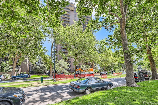 view of community featuring a lawn