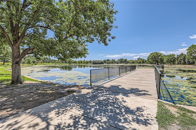 dock area featuring a water view