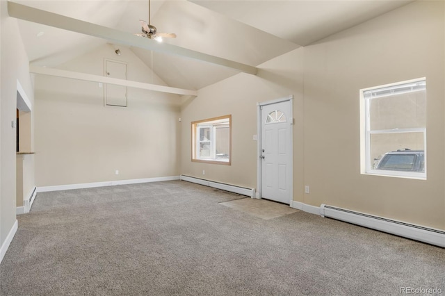 1104 Miner St, Idaho Springs, CO 80452 - unfurnished living room featuring a baseboard radiator, carpet, and baseboards