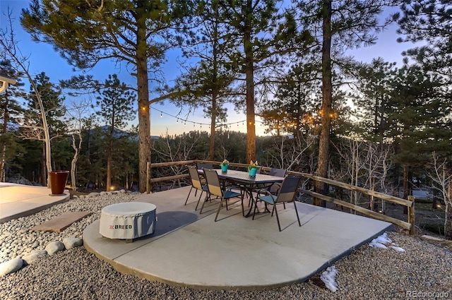view of patio featuring outdoor dining area
