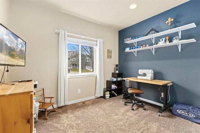 view of carpeted office