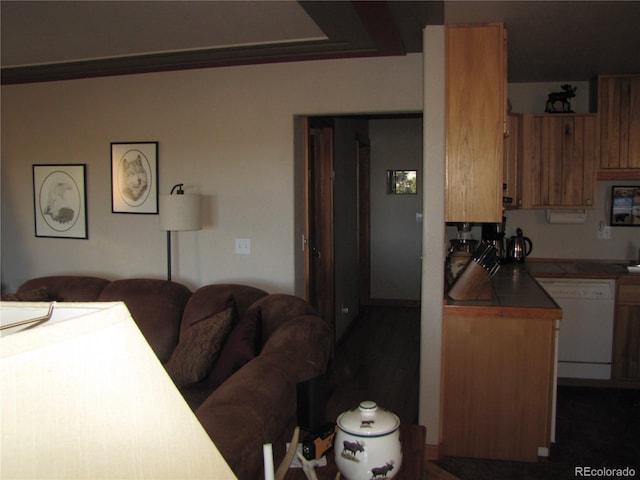 kitchen featuring dishwasher and tile countertops