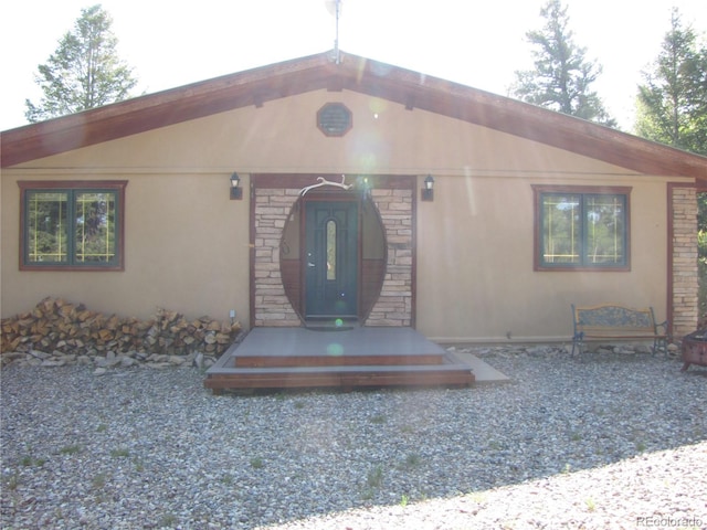 105 Ladigo Ln, Hartsel, CO 80449 - property entrance featuring stucco siding and stone siding