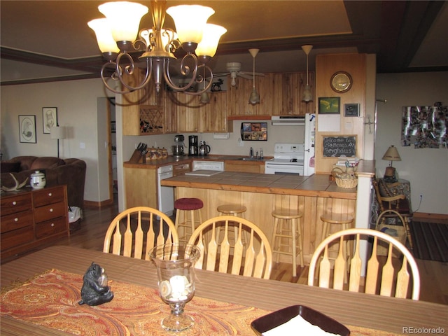 105 Ladigo Ln, Hartsel, CO 80449 - dining space featuring a chandelier, wood finished floors, and baseboards
