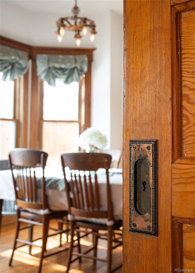 dining area with a chandelier