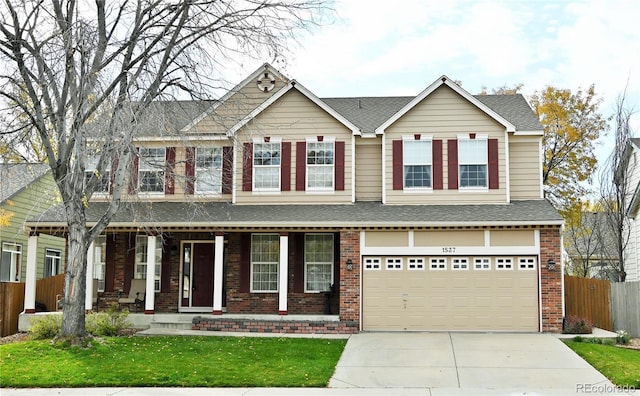 craftsman house with a porch and a garage