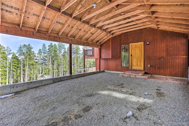 interior space featuring vaulted ceiling