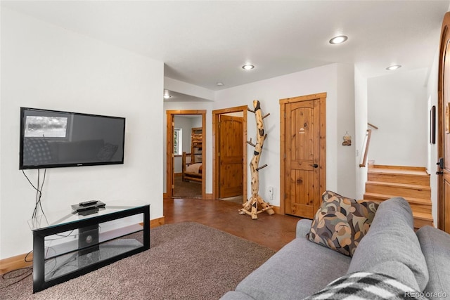 72 Overlook Ct, Idaho Springs, CO 80452 - living area with recessed lighting, baseboards, and stairs