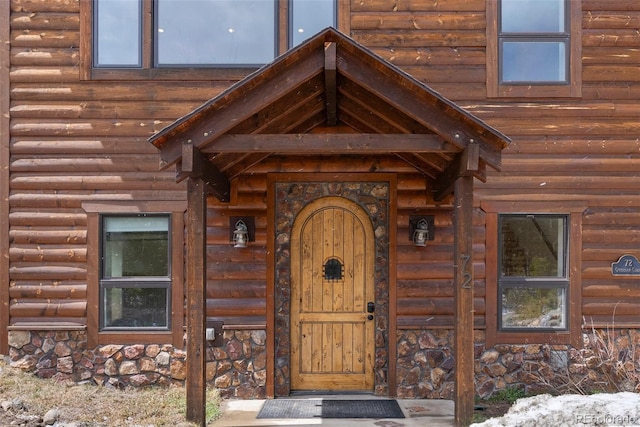 72 Overlook Ct, Idaho Springs, CO 80452 - property entrance with stone siding