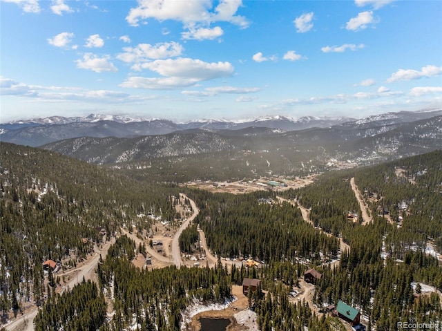72 Overlook Ct, Idaho Springs, CO 80452 - birds eye view of property featuring a view of trees and a mountain view