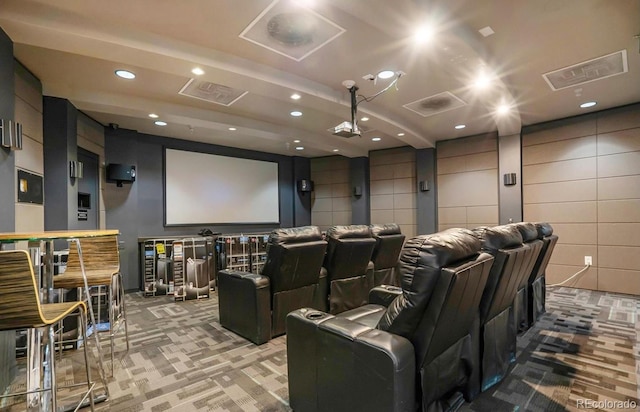 1301 Speer Blvd Unit 1108, Denver, CO 80204 - carpeted home theater room featuring recessed lighting