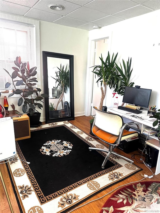 office area featuring hardwood / wood-style floors