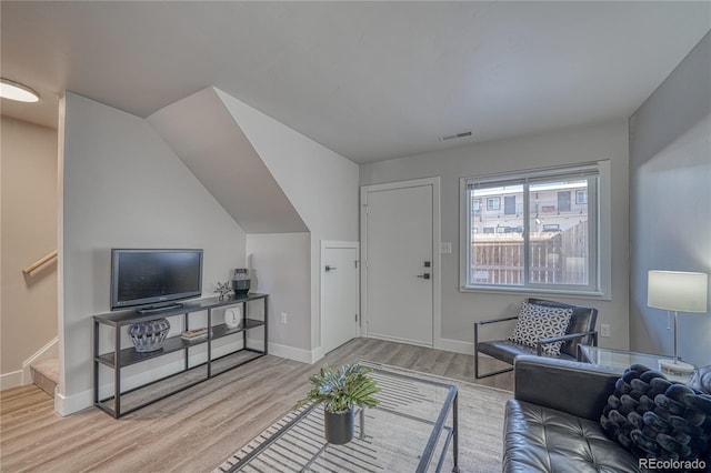 living room with light wood-type flooring