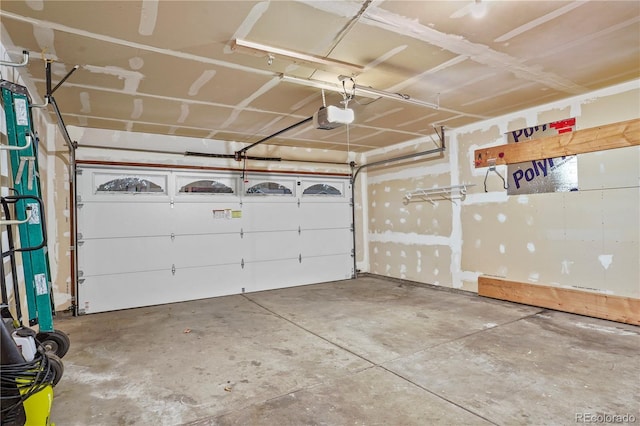 garage with a garage door opener