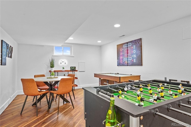 game room with hardwood / wood-style flooring