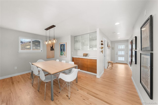 dining area featuring light hardwood / wood-style floors