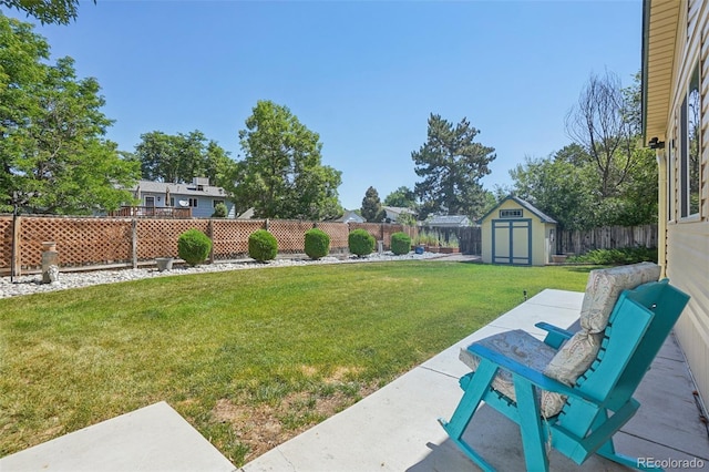 6121 W 108th Ave, Westminster, CO 80020 - fenced backyard featuring a storage unit and a patio