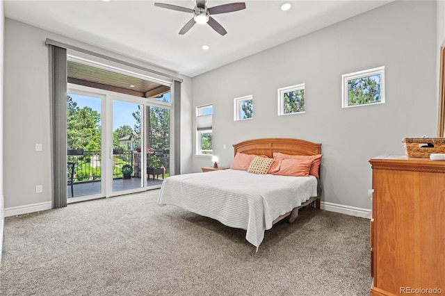 6532 S Tempe St, Aurora, CO 80016 - bedroom with access to exterior, recessed lighting, carpet, and ceiling fan