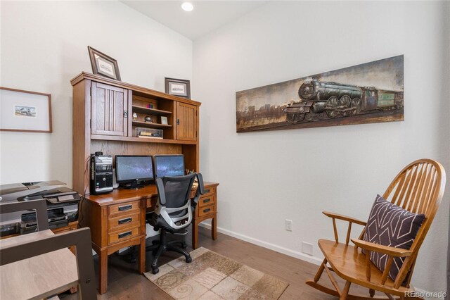 25049 E Alder Dr, Aurora, CO 80016 - office featuring wood finished floors, baseboards, and recessed lighting