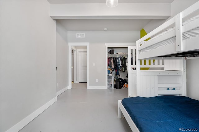 198 Calhoun Cir, Castle Rock, CO 80104 - bedroom featuring baseboards, a closet, visible vents, and concrete flooring