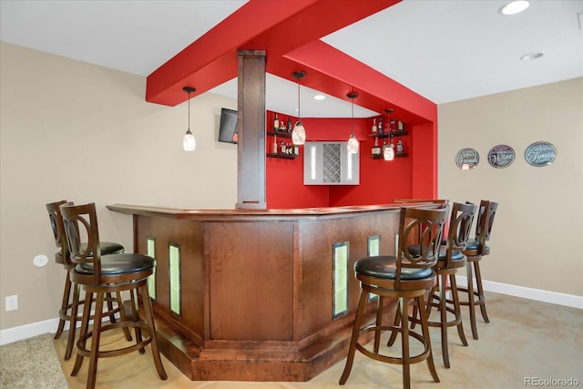 3419 Traver Dr, Broomfield, CO 80023 - bar featuring a bar, baseboards, and recessed lighting