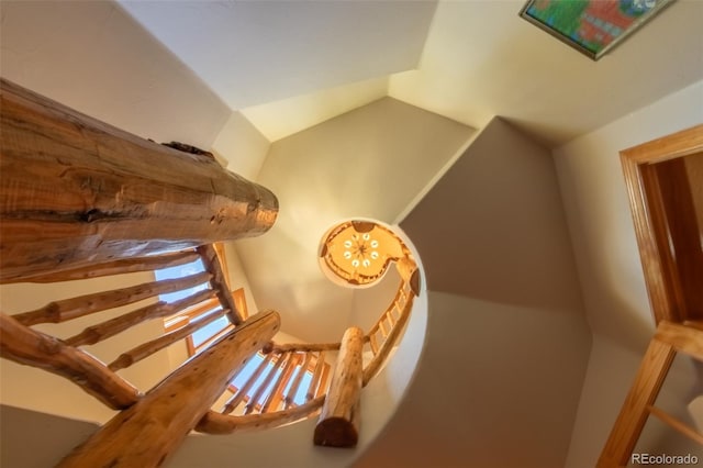114 Gcr 4624, Grand Lake, CO 80447 - staircase featuring vaulted ceiling