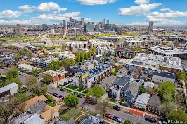 aerial view with a city view