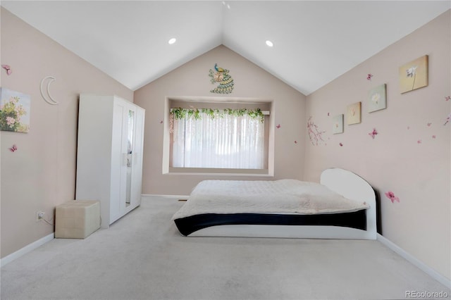 5603 S Pagosa Ct, Centennial, CO 80015 - carpeted bedroom with baseboards, recessed lighting, and vaulted ceiling