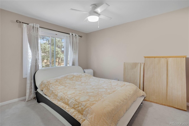 5603 S Pagosa Ct, Centennial, CO 80015 - bedroom with baseboards, ceiling fan, and light colored carpet