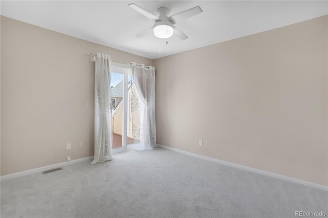 5603 S Pagosa Ct, Centennial, CO 80015 - carpeted empty room featuring baseboards, a ceiling fan, and visible vents