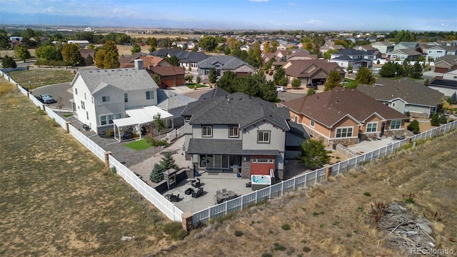 bird's eye view with a residential view