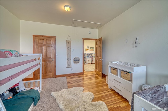 bedroom featuring light wood-type flooring